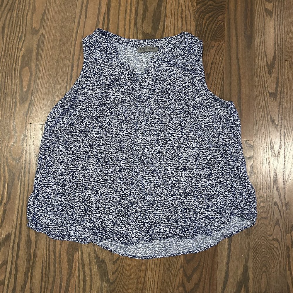 Rose & Rhyme Blue Sleeveless Patterned Blouse Top Size M